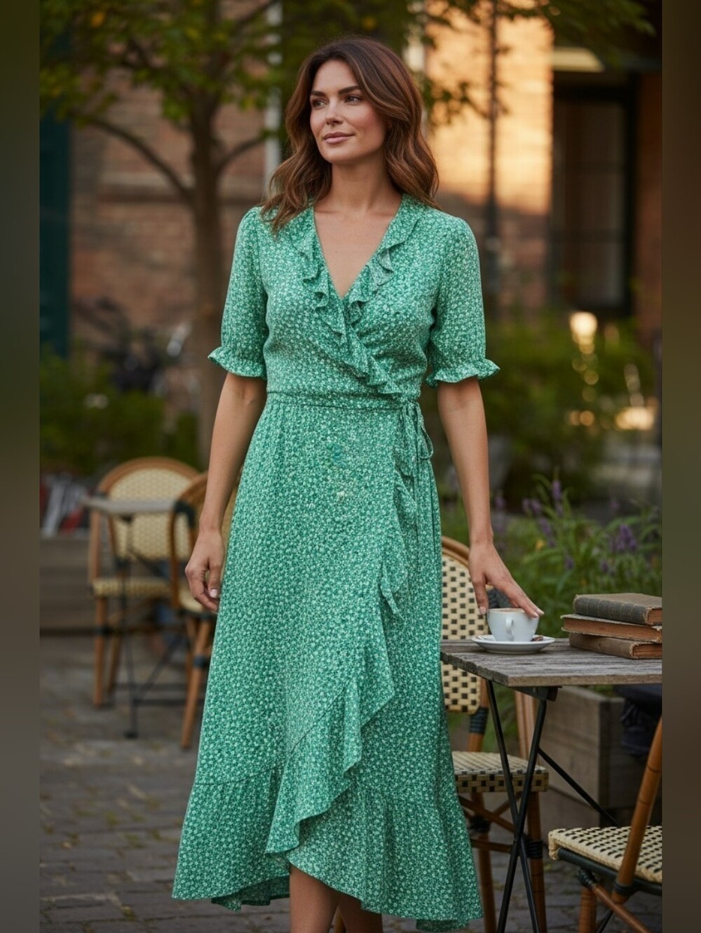 Old Navy Green Ruffle Wrap Midi Dress - Women's, Size L